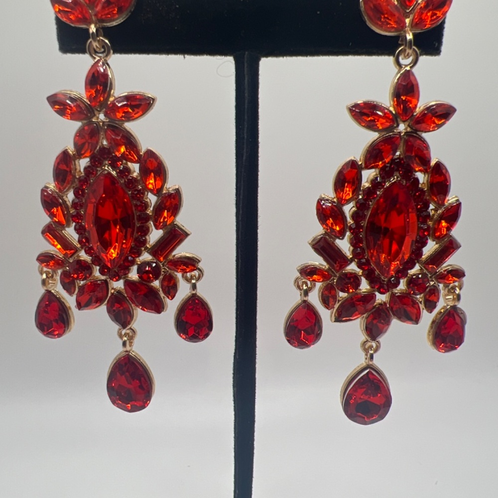 Red Statement Earrings - image 5